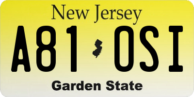NJ license plate A81OSI