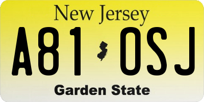 NJ license plate A81OSJ