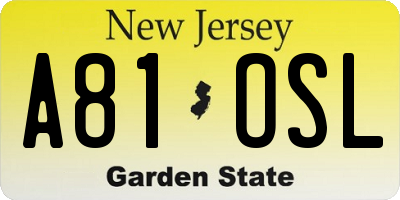 NJ license plate A81OSL