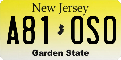NJ license plate A81OSO