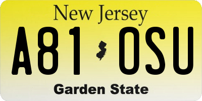 NJ license plate A81OSU