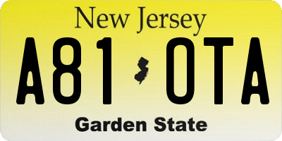 NJ license plate A81OTA