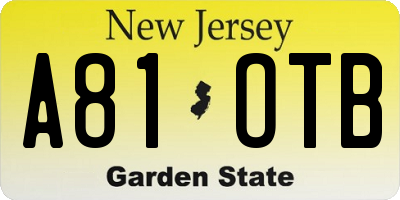 NJ license plate A81OTB