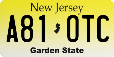 NJ license plate A81OTC