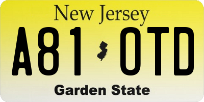 NJ license plate A81OTD