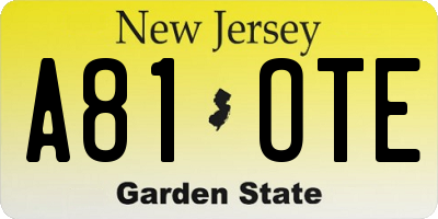 NJ license plate A81OTE