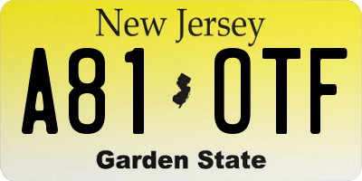 NJ license plate A81OTF