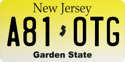 NJ license plate A81OTG