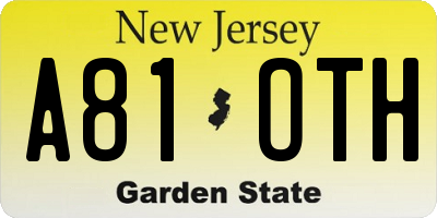 NJ license plate A81OTH