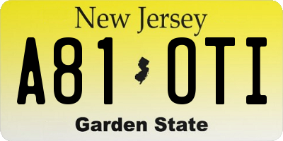NJ license plate A81OTI