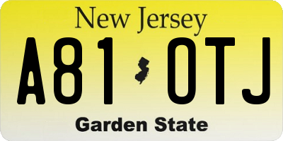 NJ license plate A81OTJ
