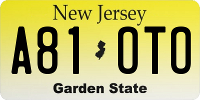 NJ license plate A81OTO
