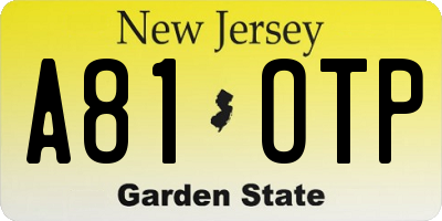 NJ license plate A81OTP