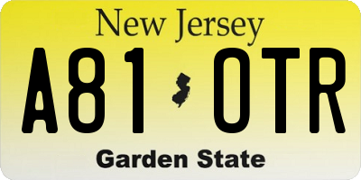 NJ license plate A81OTR