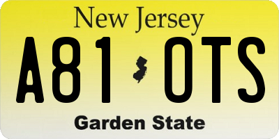 NJ license plate A81OTS