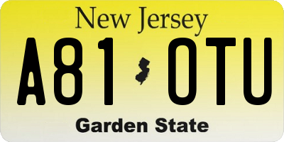 NJ license plate A81OTU