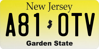 NJ license plate A81OTV