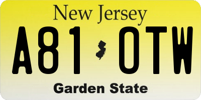 NJ license plate A81OTW