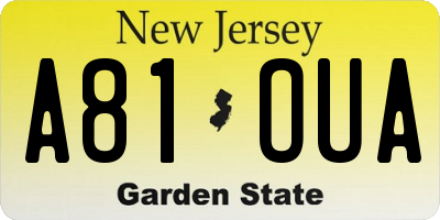 NJ license plate A81OUA