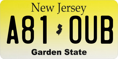 NJ license plate A81OUB