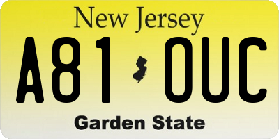 NJ license plate A81OUC