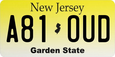NJ license plate A81OUD