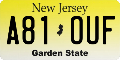 NJ license plate A81OUF