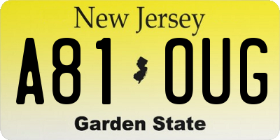 NJ license plate A81OUG