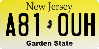NJ license plate A81OUH