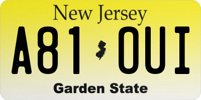 NJ license plate A81OUI