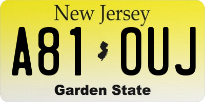 NJ license plate A81OUJ