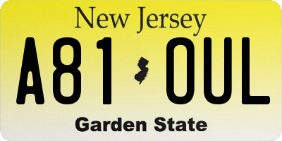 NJ license plate A81OUL