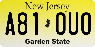 NJ license plate A81OUO
