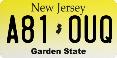 NJ license plate A81OUQ