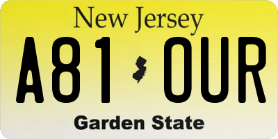 NJ license plate A81OUR