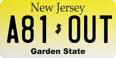 NJ license plate A81OUT
