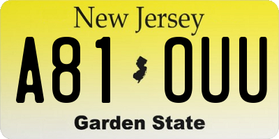 NJ license plate A81OUU