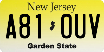NJ license plate A81OUV