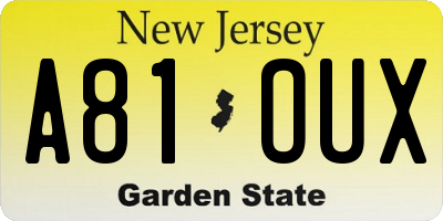 NJ license plate A81OUX