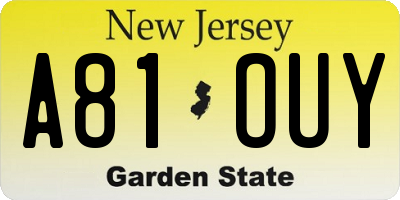 NJ license plate A81OUY