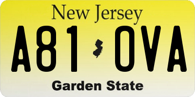 NJ license plate A81OVA