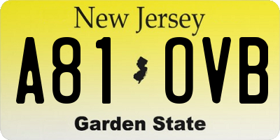 NJ license plate A81OVB