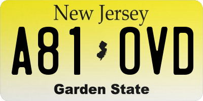 NJ license plate A81OVD