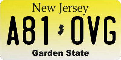 NJ license plate A81OVG