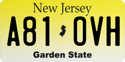 NJ license plate A81OVH