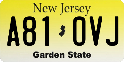NJ license plate A81OVJ
