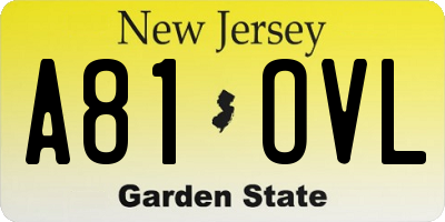 NJ license plate A81OVL