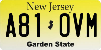 NJ license plate A81OVM