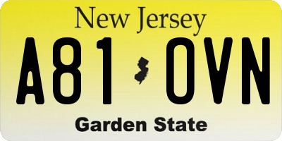 NJ license plate A81OVN