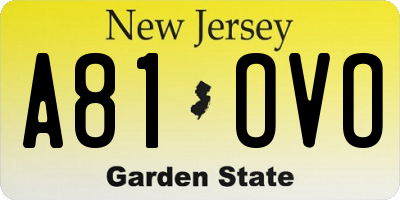NJ license plate A81OVO